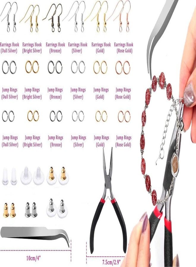 دي آي واي كرافتس مجموعة أدوات صنع المجوهرات، 600 غرام، فضي عتيق، خطافات أقراط، خطافات أقراط مع حلقات وصل، ظهر أقراط، كماشة، ملقط، أداة فتح حلقات الوصل للمجوهرات (600 غرام، فضي عتيق) - Image 2